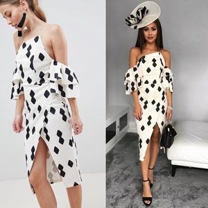 frill sleeve wrap dress